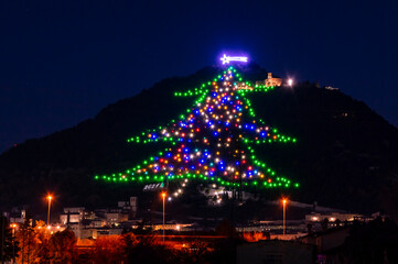 Christmas tree of lights in Gubbio