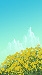rape blossom vector illustration sky background  high resolution phone 유채꽃 일러스트