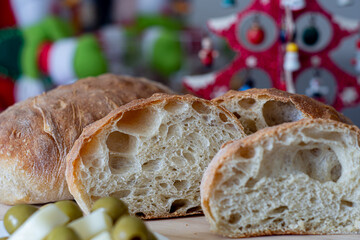 Isolated Homemade artisan  ciabatta italian bread 