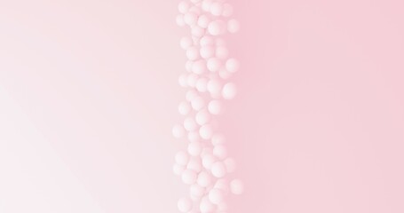 Soft pastel pink palette abstract 3D render of dynamic abstract glossy spheres background for mockups,flat lay designs and templates with copy space for text.Dynamic wallpaper with balls or particles © Banana Images