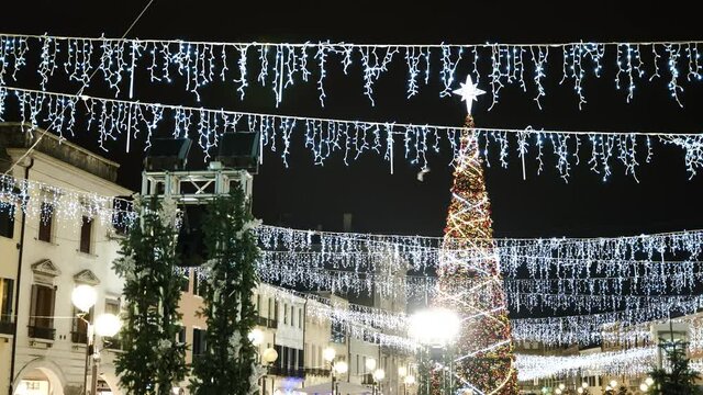 Christmas lights in the squares and streets during the holidays