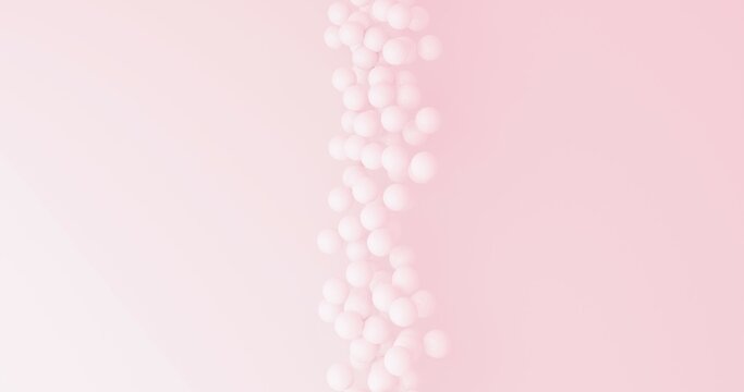 Soft pastel pink palette abstract 3D render of dynamic abstract glossy spheres background for mockups,flat lay designs and templates with copy space for text.Dynamic wallpaper with balls or particles