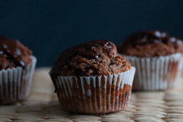 Keto diet muffins with almond flour, coconut flour and sour cherries