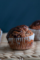 Keto diet muffins with almond flour, coconut flour and sour cherries