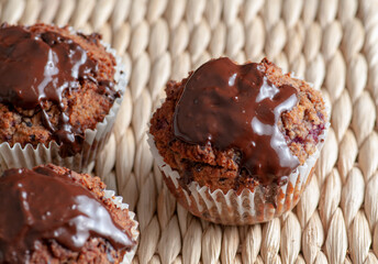 Keto diet muffins with almond flour, coconut flour and sour cherries