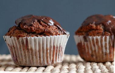 Keto diet muffins with almond flour, coconut flour and sour cherries