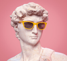 Statue of David by Michelangelo with sunglasses. 3D rendering - 476314405