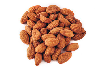 almonds on white background