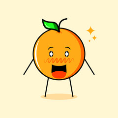 cute orange character with happy expression, mouth open and sparkling eyes. suitable for emoticon, logo, mascot
