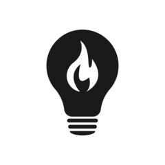 Flame energy in a light bulb. Icon. Logo. Web design.