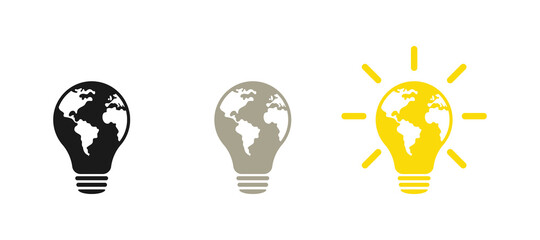 Lamp environmental light bulb with the nature energy logo. Eco world, earth, energy saving lamp symbol. Illustration