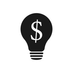 Light bulb with dollar symbol. Lamp idea. Flat style.