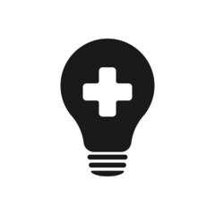 Lamp icon. Light bulb icon with a cross. Flat style - stock vector.