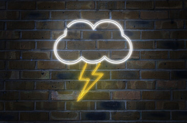 lightning and cloud neon sign