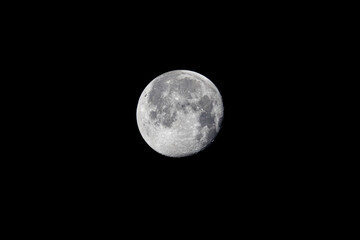Closeup of the waning moon  - two nights after full moon - early morning capture after a cold and...