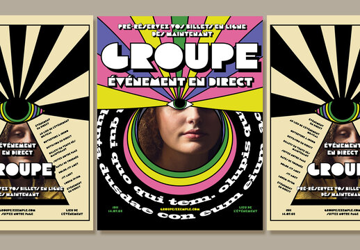 Jeu de prospectus moderne psych&eacute;delique