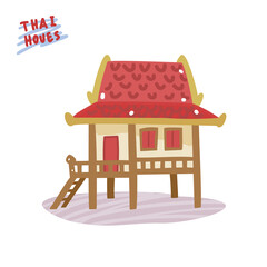 Cartoon Thai tradition house vector.