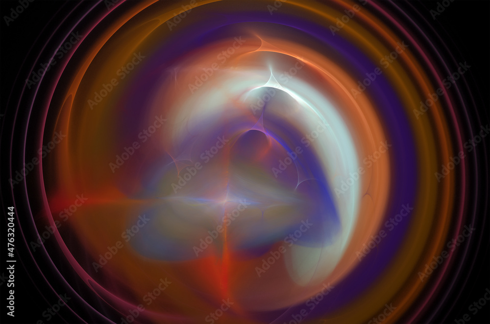 Poster colorful abstract fractal background with diverging circles