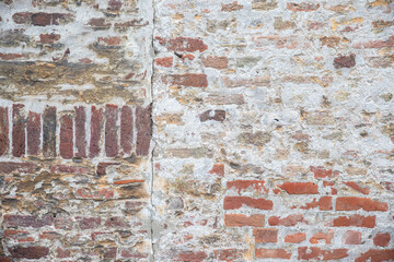 mur de briques oranges et rouges pouvant servir de texture ou d'arrière plan