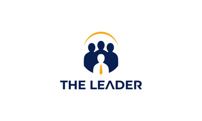 vector graphic illustration logo design for the leader, leadership with pictogram negative space style