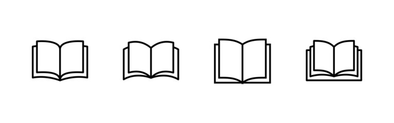 Book icons set. open book sign and symbol. ebook icon