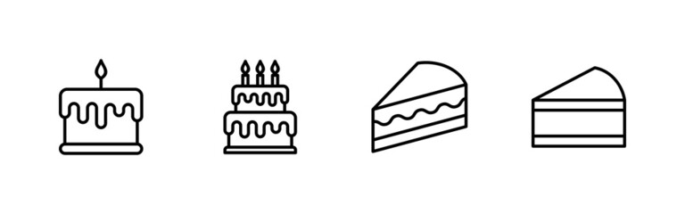 Cake icons set. Cake sign and symbol. Birthday cake icon