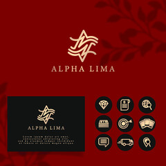 AL ELEGANT MONOCHROME INITIAL BRANDING LOGO WITH ICON FOR BUSINESS