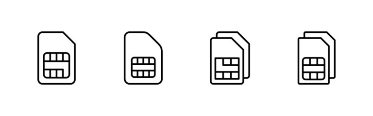 Sim card icons set. dual sim card sign and symbol