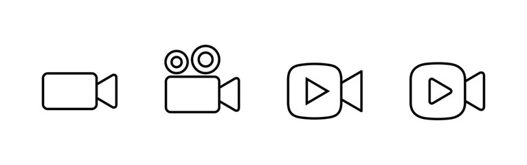 Video icons set. video camera sign and symbol. movie sign. cinema