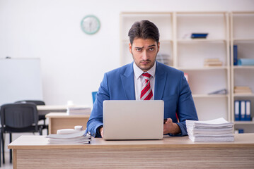 Young attractive employee working in the office