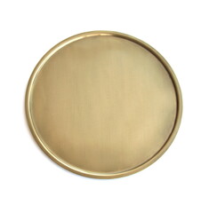 Brass plate, vintage style, on white background