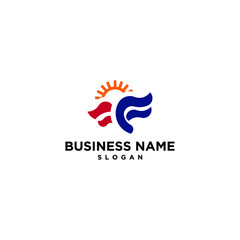 FF Letter USA Flag Logo Simple Modern Logo