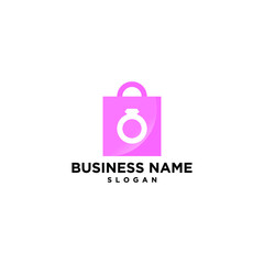 Pink Shopping Bag Simple Modern Logo