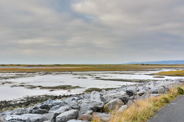 The Loughor River Tidal Estuary at Llanelli, South Wales.