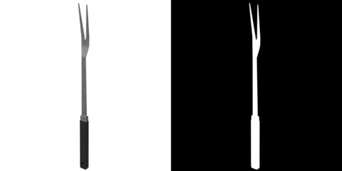 3D rendering illustration of a carving fork kitchen tool