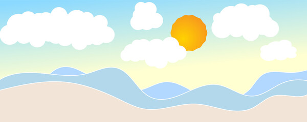 Fototapeta na wymiar beach landscape with cloud and sun