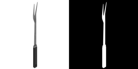 3D rendering illustration of a carving fork kitchen tool