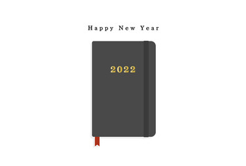 2022年の刻印とhappy new yearの文字入りの手帳 - シンプルな年賀状の素材
