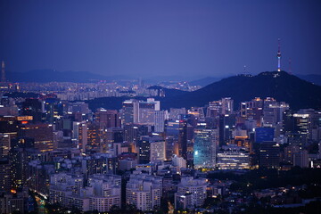 인왕산 서울 도심 야경, Inwang mountain, Night view of Seoul, Republic of Korea