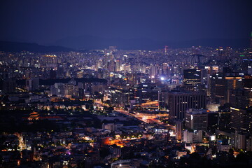 인왕산 서울 도심 야경, Inwang mountain, Night view of Seoul, Republic of Korea