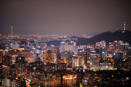 인왕산, 서울 도심 야경, Inwang mountain, Night view of Seoul, Republic of Korea