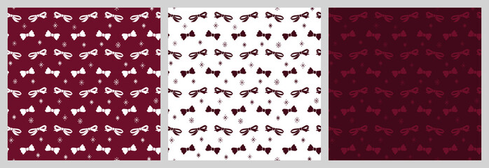 Christmas seamless pattern with isolated sketches of bows, snowflakes. Cute vector illustration for paper, textile, fabric, prints, wrapping, greeting cards, banners