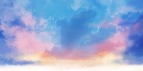 Matériau de texture de style aquarelle d& 39 illustration de paysage de ciel de lever de soleil