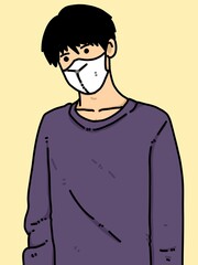 cute man cartoon on yellow background