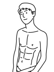 Fototapeta premium black and white of cute man cartoon for coloring