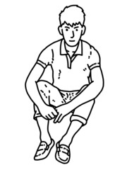 black and white of cute man cartoon for coloring