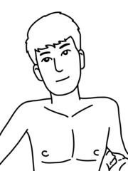black and white of cute man cartoon for coloring
