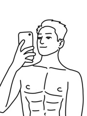 black and white of cute man cartoon for coloring