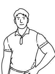 black and white of cute man cartoon for coloring