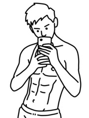 black and white of cute man cartoon for coloring